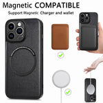 Til iPhone 15 Pro Max Magnetisk Telefoncover Kompatibel med MagSafe PU Læderbelagt PC+TPU Cover