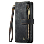 For iPhone 15 Plus Phone Cases with Strap CASEME C30 Zipper Multiple Card Holder PU Leather Cover