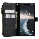 For iPhone 15 Plus Phone Cases with Strap CASEME C30 Zipper Multiple Card Holder PU Leather Cover