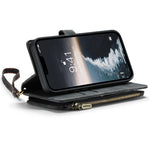 For iPhone 15 Plus Phone Cases with Strap CASEME C30 Zipper Multiple Card Holder PU Leather Cover