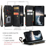 For iPhone 15 Plus Phone Cases with Strap CASEME C30 Zipper Multiple Card Holder PU Leather Cover