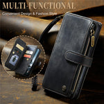For iPhone 15 Pro Phone Cases with Strap CASEME C30 Zipper Multiple Card Holder PU Leather Cover
