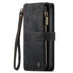 For iPhone 15 Pro Phone Cases with Strap CASEME C30 Zipper Multiple Card Holder PU Leather Cover