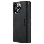 For iPhone 15 Pro Phone Cases with Strap CASEME C30 Zipper Multiple Card Holder PU Leather Cover