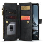 For iPhone 15 Pro Phone Cases with Strap CASEME C30 Zipper Multiple Card Holder PU Leather Cover