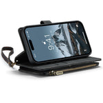 For iPhone 15 Pro Phone Cases with Strap CASEME C30 Zipper Multiple Card Holder PU Leather Cover