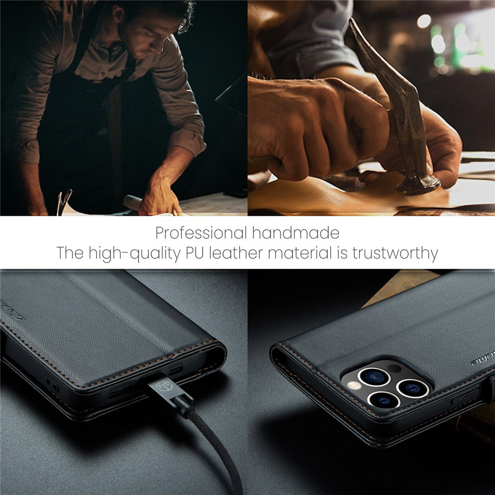 For iPhone 15 Pro Leather Case CASEME 023 RFID Blocking 3 Card Slot Mobile Cover