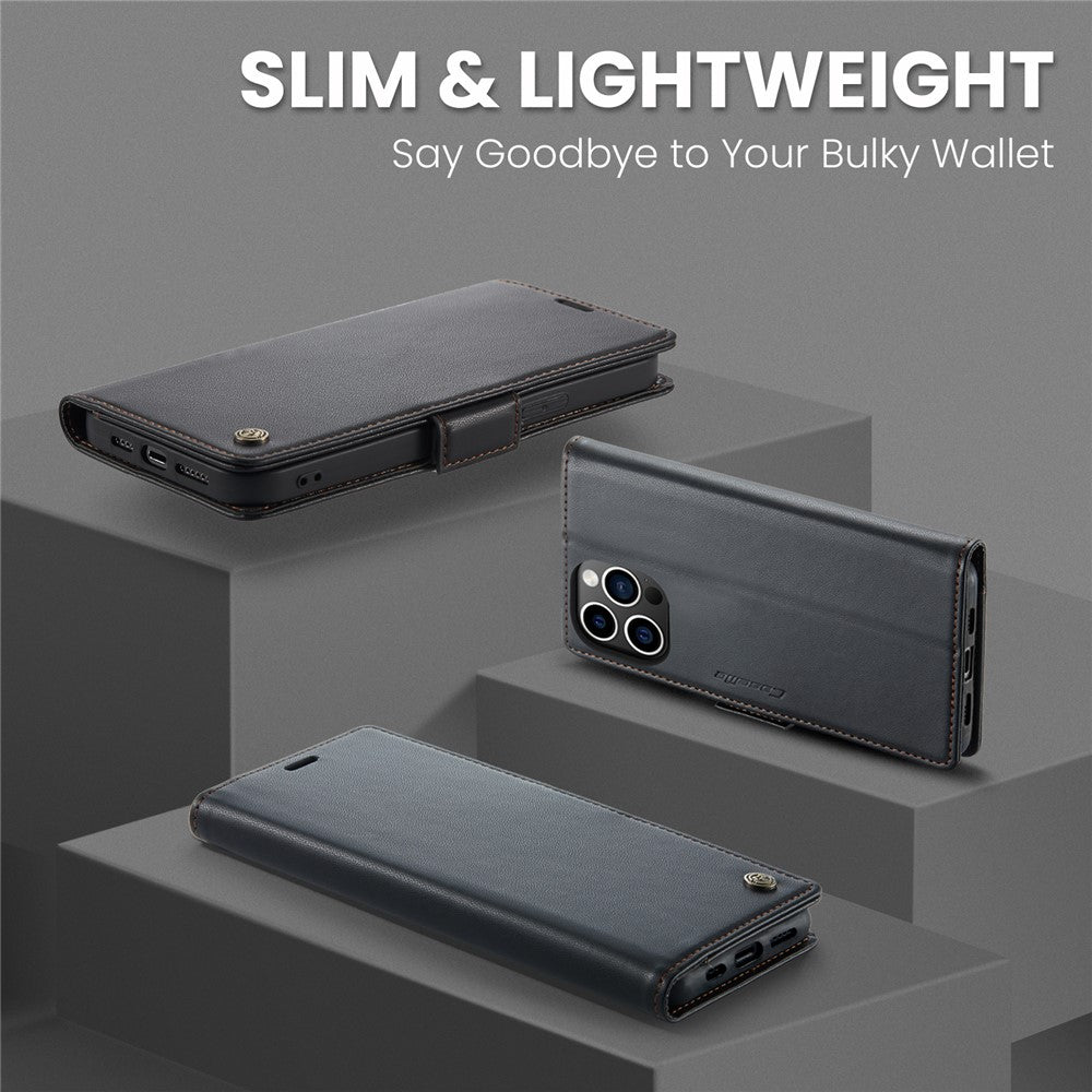 For iPhone 15 Pro Leather Case CASEME 023 RFID Blocking 3 Card Slot Mobile Cover