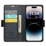For iPhone 15 Pro Leather Case CASEME 023 RFID Blocking 3 Card Slot Mobile Cover