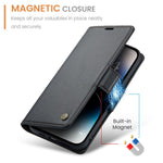 For iPhone 15 Pro Leather Case CASEME 023 RFID Blocking 3 Card Slot Mobile Cover
