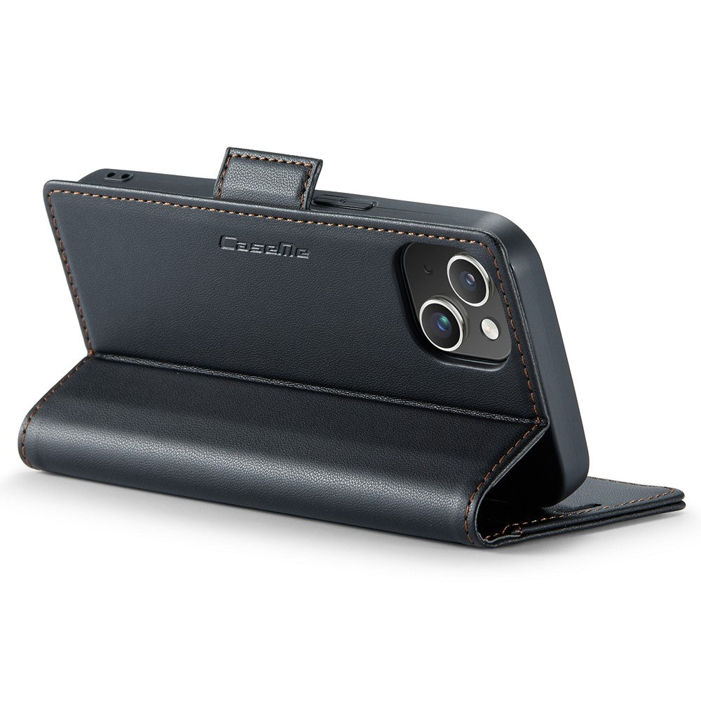 For iPhone 15 Plus Leather Case CASEME 023 RFID Blocking 3 Card Slot Mobile Cover
