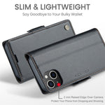 For iPhone 15 Plus Leather Case CASEME 023 RFID Blocking 3 Card Slot Mobile Cover