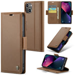 For iPhone 15 Plus Leather Case CASEME 023 RFID Blocking 3 Card Slot Mobile Cover