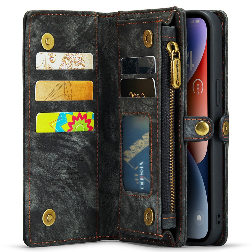 For iPhone 15 Pro Max Phone Cases CASEME 008 Leather Cover with Detachable Wallet and Strap
