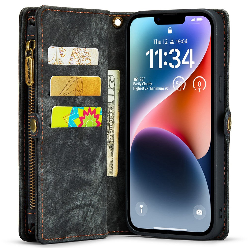 For iPhone 15 Pro Max Phone Cases CASEME 008 Leather Cover with Detachable Wallet and Strap