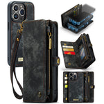 For iPhone 15 Pro Phone Cases CASEME 008 Leather Cover with Detachable Wallet and Strap
