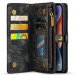 For iPhone 15 Pro Phone Cases CASEME 008 Leather Cover with Detachable Wallet and Strap