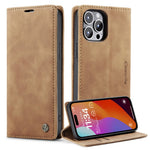 CASEME 013 Series For iPhone 15 Pro Leather Wallet Phone Case Folding Stand Anti-scratch Cover