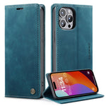 CASEME 013 Series For iPhone 15 Pro Leather Wallet Phone Case Folding Stand Anti-scratch Cover