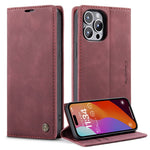 CASEME 013 Series For iPhone 15 Pro Leather Wallet Phone Case Folding Stand Anti-scratch Cover