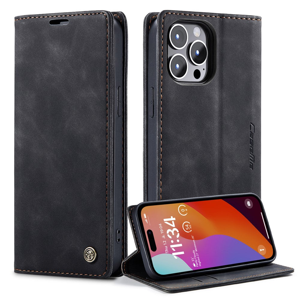 CASEME 013 Series For iPhone 15 Pro Max Leather Wallet Stand Phone Case Magnetic Closing Cover