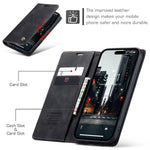 CASEME 013 Series For iPhone 15 Pro Max Leather Wallet Stand Phone Case Magnetic Closing Cover