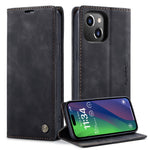 CASEME 013 Series For iPhone 15 Plus PU Leather Anti-drop Phone Case Folding Stand Wallet Cover