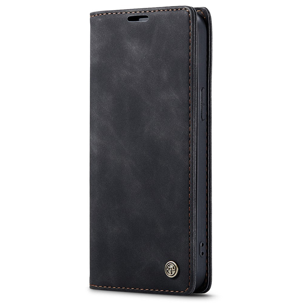 CASEME 013 Series For iPhone 15 Plus PU Leather Anti-drop Phone Case Folding Stand Wallet Cover