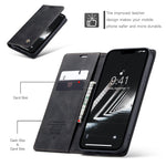 CASEME 013 Series For iPhone 15 Plus PU Leather Anti-drop Phone Case Folding Stand Wallet Cover