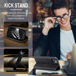 CASEME 013 Series For iPhone 15 Plus PU Leather Anti-drop Phone Case Folding Stand Wallet Cover