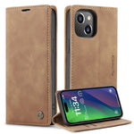 CASEME 013 Series For iPhone 15 Plus PU Leather Anti-drop Phone Case Folding Stand Wallet Cover
