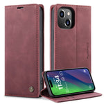CASEME 013 Series For iPhone 15 Plus PU Leather Anti-drop Phone Case Folding Stand Wallet Cover