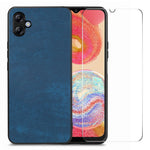 ENKAY HAT PRINCE For Samsung Galaxy A04e 4G / F04 4G / M04 4G Leather+PC Retro Phone Case with High Aluminium-silicon Glass Film