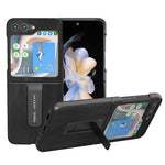 ABEEL For Samsung Galaxy Z Flip5 5G Cowhide Texture Phone Case PU Leather Coated PC Kickstand Cover
