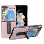 ABEEL For Samsung Galaxy Z Flip5 5G Cowhide Texture Phone Case PU Leather Coated PC Kickstand Cover