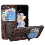 ABEEL För Samsung Galaxy Z Flip5 5G Mahjong Texture Stödfodral Äkta Koläder + PC mobilskal