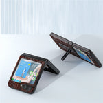 ABEEL För Samsung Galaxy Z Flip5 5G Mahjong Texture Stödfodral Äkta Koläder + PC mobilskal