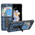 ABEEL För Samsung Galaxy Z Flip5 5G Mahjong Texture Stödfodral Äkta Koläder + PC mobilskal