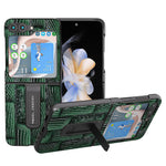 ABEEL För Samsung Galaxy Z Flip5 5G Mahjong Texture Stödfodral Äkta Koläder + PC mobilskal