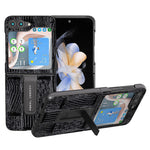 ABEEL För Samsung Galaxy Z Flip5 5G Mahjong Texture Stödfodral Äkta Koläder + PC mobilskal
