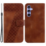 For Samsung Galaxy S23 FE Well-protected 7-Shape Imprinted Phone Cover PU Leather Wallet Stand Flip Case