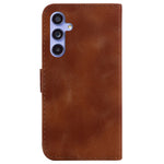 For Samsung Galaxy S23 FE Well-protected 7-Shape Imprinted Phone Cover PU Leather Wallet Stand Flip Case