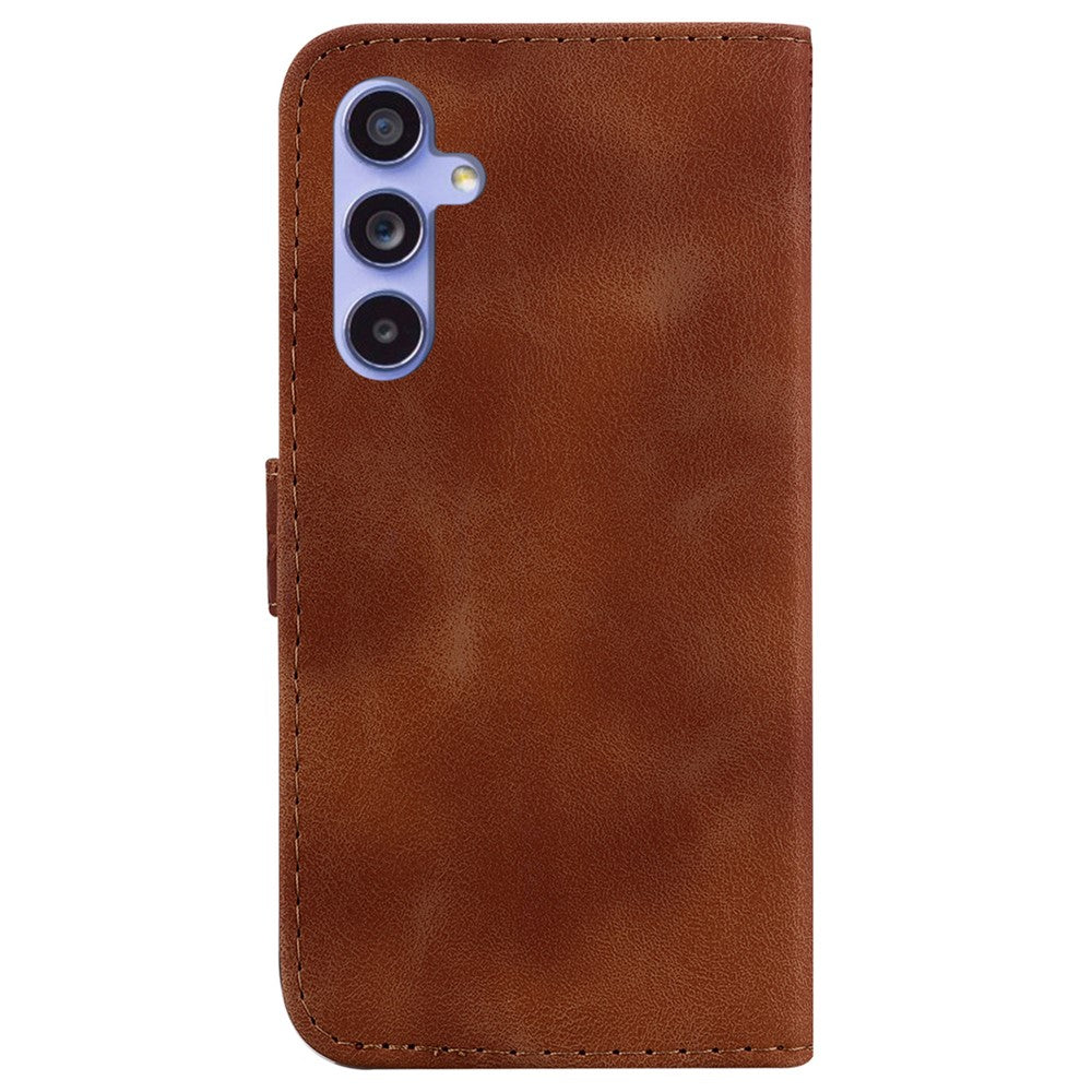 For Samsung Galaxy S23 FE Well-protected 7-Shape Imprinted Phone Cover PU Leather Wallet Stand Flip Case