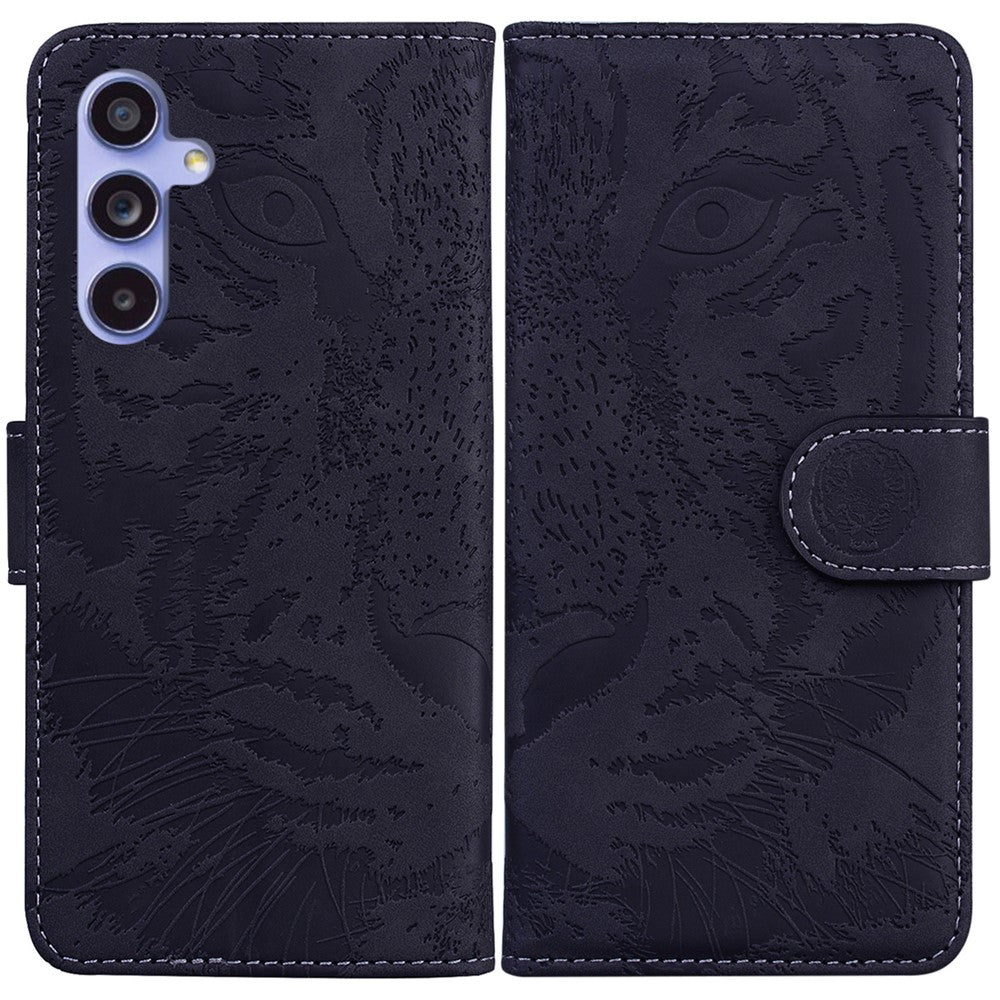 Tiger Imprint Protective Cover for Samsung Galaxy S23 FE PU Leather Wallet Stand Phone Shell