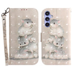 PU Leather Stand Filp Cover for Samsung Galaxy S23 FE , 3D Pattern Printing Wallet Phone Case with Strap