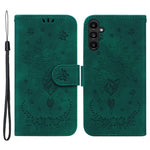 Samsung Galaxy A25 5G (global) (161,0 x 76,5 x 8,3 mm) stødsikkert mobilcover med rosen- og sommerfugletryk, læderpung