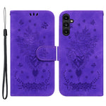 Samsung Galaxy A25 5G (global) (161,0 x 76,5 x 8,3 mm) stødsikkert mobilcover med rosen- og sommerfugletryk, læderpung