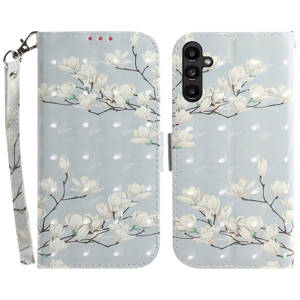 Til Samsung Galaxy A25 5G (Global) (161.0 x 76.5 x 8.3mm) PU-læder 3D-mønsterprint Standpungcover med rem