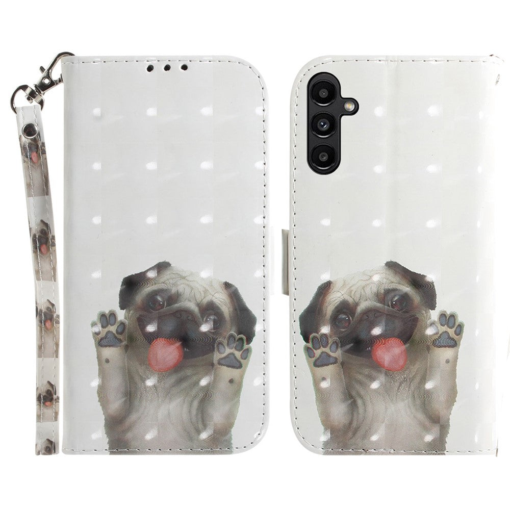 Til Samsung Galaxy A25 5G (Global) (161.0 x 76.5 x 8.3mm) PU-læder 3D-mønsterprint Standpungcover med rem
