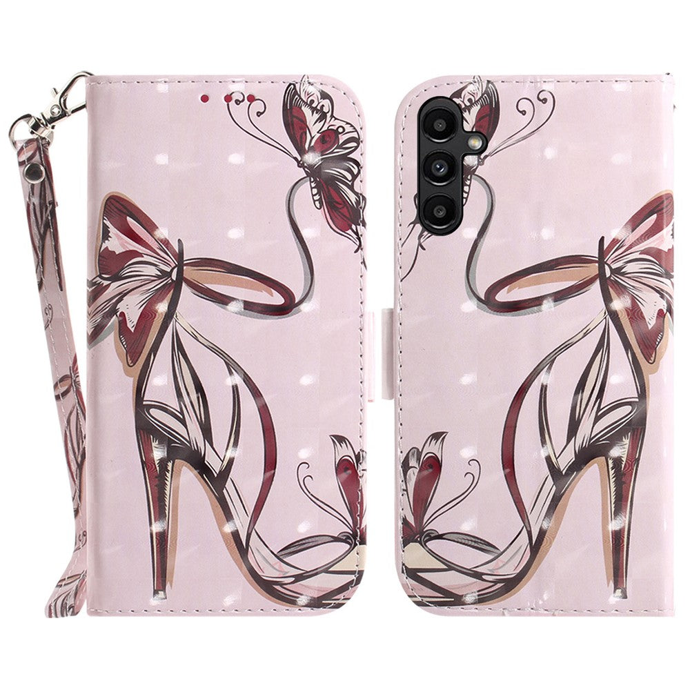 Til Samsung Galaxy A25 5G (Global) (161.0 x 76.5 x 8.3mm) PU-læder 3D-mønsterprint Standpungcover med rem